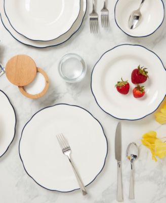 Blue Rim Scalloped 12 Pc. Dinnerware Set, Service for 4, Exclusively at Macy's