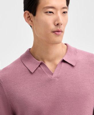 Men's Long-Sleeve Johnny Collar Merino Sweater, Created for Macy's 