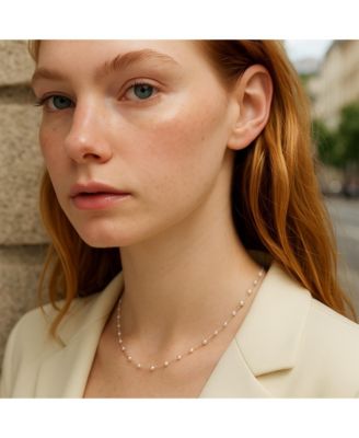 Dainty Sterling Silver Petite 3MM Round Bead Station Ball Necklace Shiny