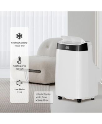 10,000 BTU Portable Air Conditioner - 3-in-1 Cooling, Fan & Dehumidifier, Includes Window Kit, Exhaust Hose, 24H Timer, Cools 450 Sq. Ft