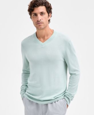 Men's Long-Sleeve V-Neck Merino Sweater, Created for Macy's