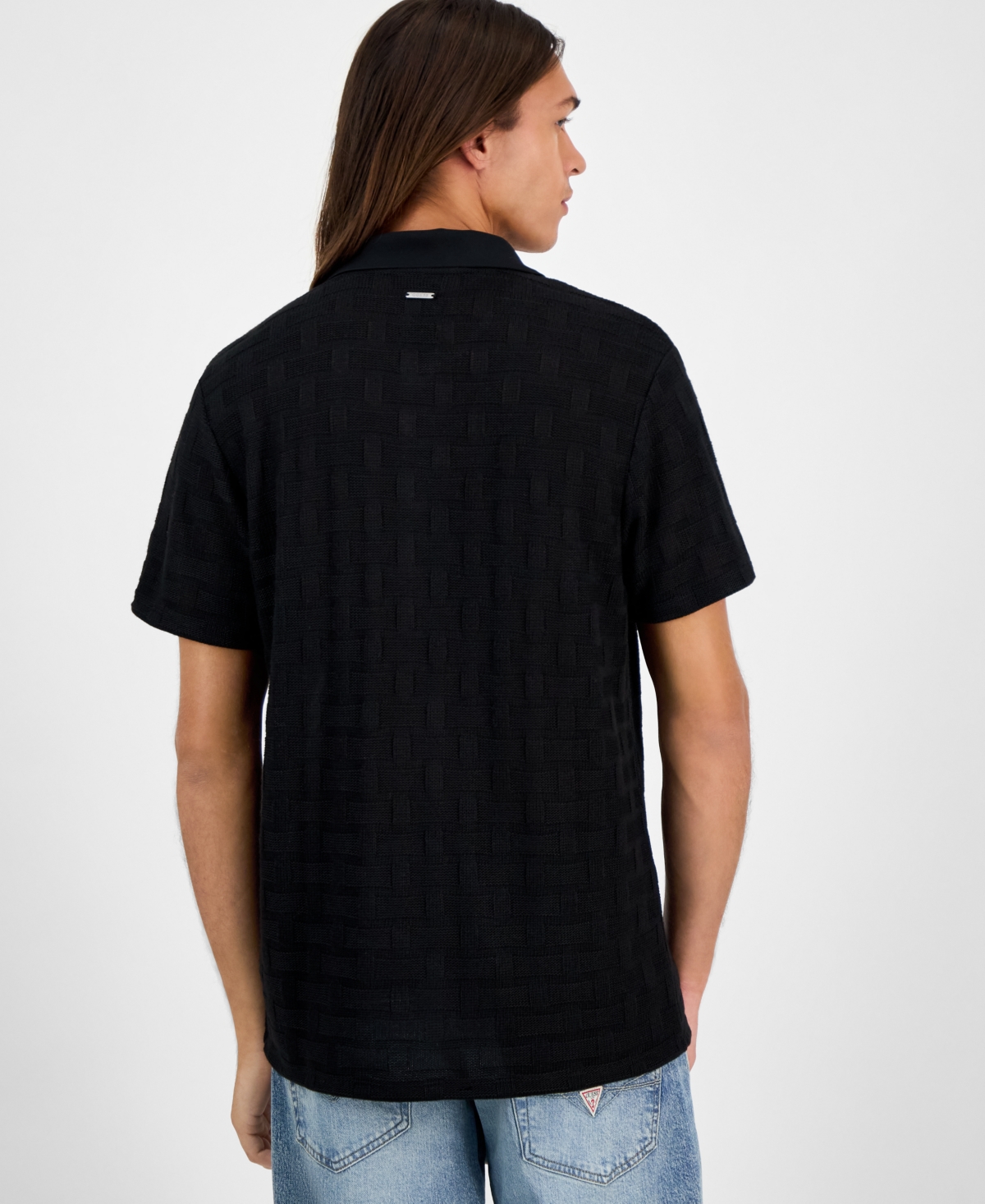 Guess Men's Idris Embroidered Patterned Shirt In Black