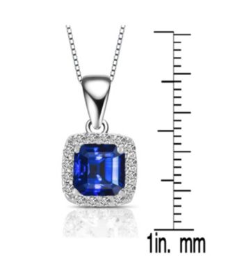 Sterling Silver White Gold Plating Cubic Zirconia Asscher Cut Drop Pendant