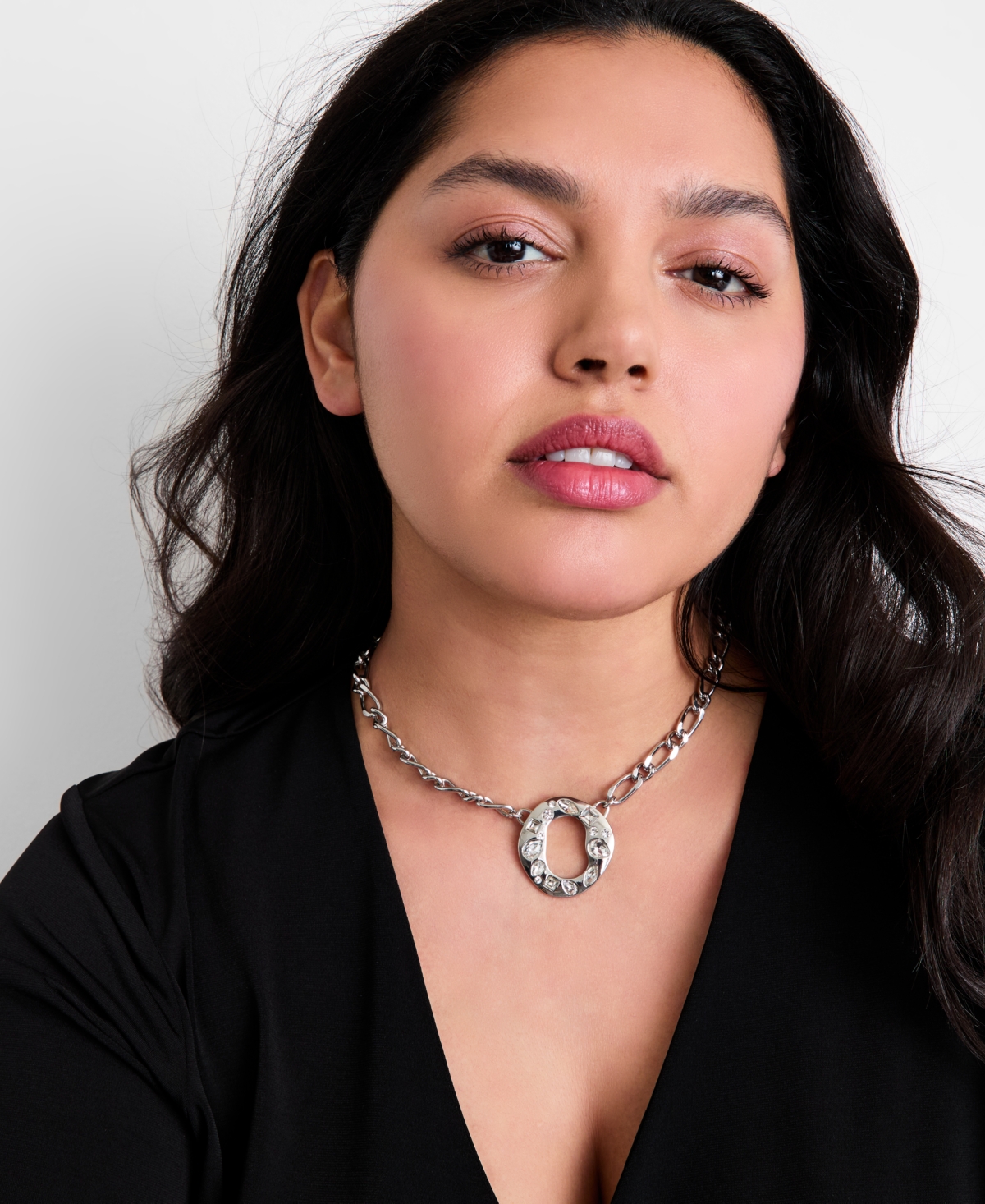 I.n.c. International Concepts Crystal Circle Pendant Necklace, 16" + 3" extender, Macy's Exclusive