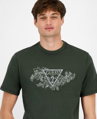 Men's Short Sleeve Crewneck Embroidered Triangle Logo T-Shirt