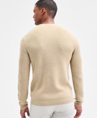 Men's Long Sleeve Merino Basket Weave Crewneck Sweater, Macy's Exclusive
