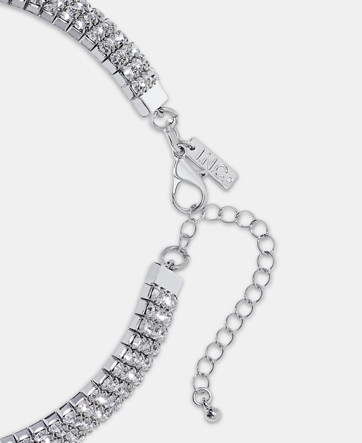 Inc International Concepts Crystal Multirow Flex Necklace, Macy's Exclusive In Metallic