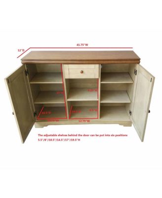 Wood Buffet Cabinet Console Table (Antique White/Walnut)