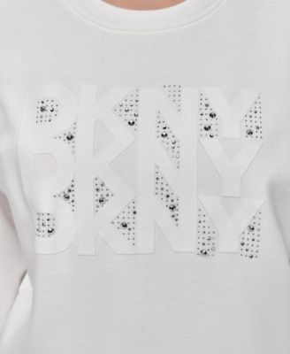 Women's Flocking Rhinestone Crew Neck Sweatshirt