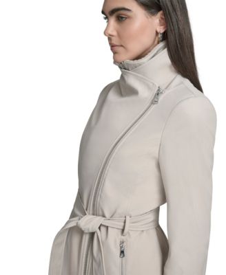 Petite Belted Long-Sleeve Wrap Coat