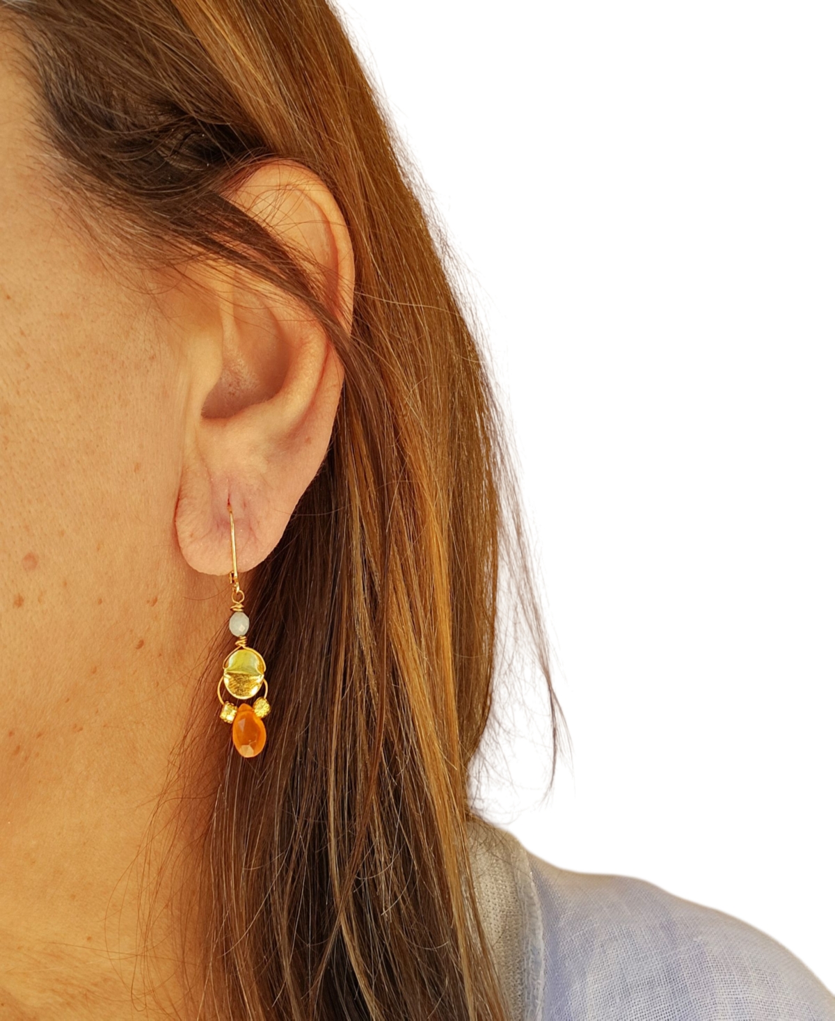 Minu Jewels Carnelian & Amazonite Drop Earrings In Multi