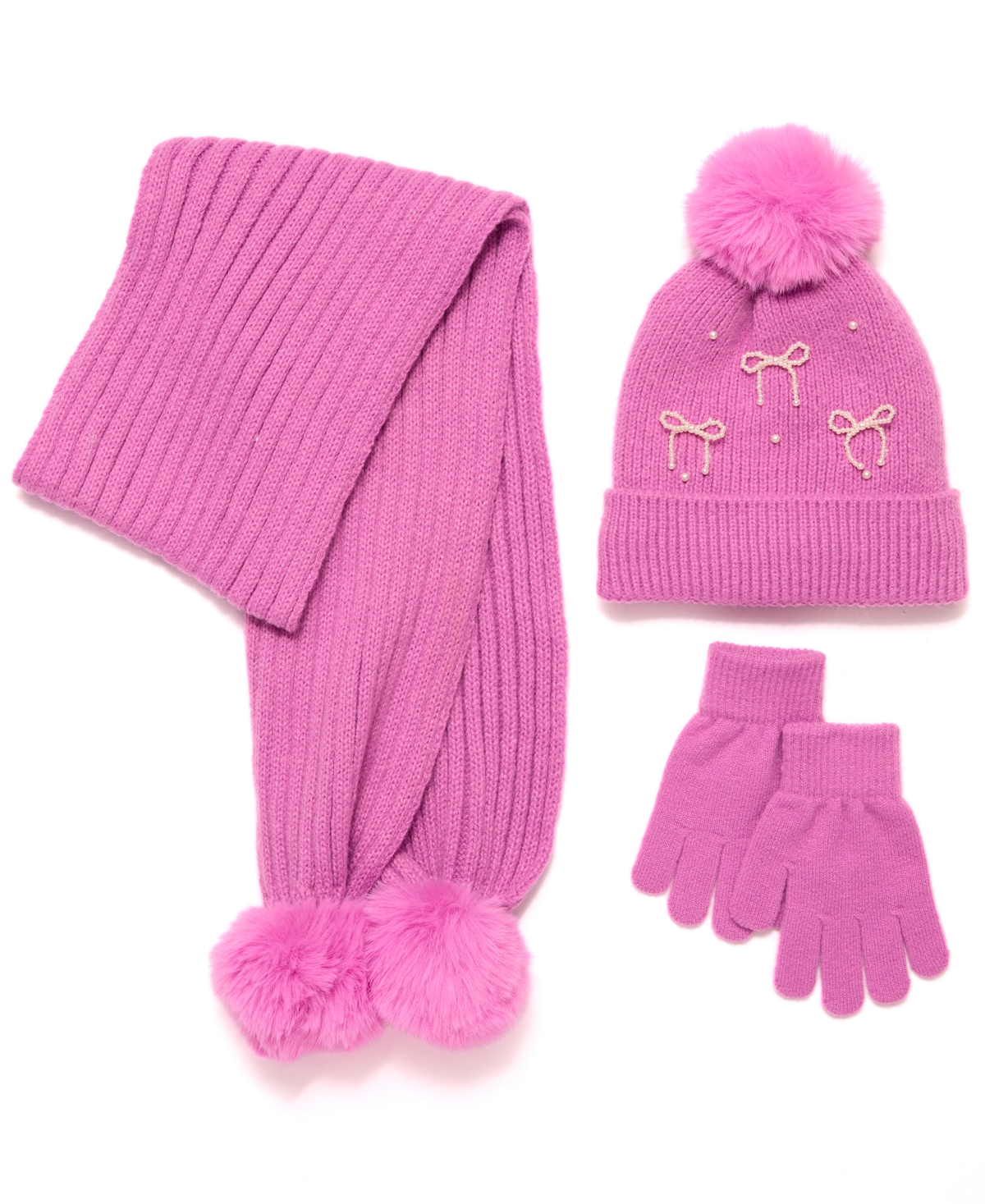 Inmocean Big Girls 3-piece Hat, Gloves, And Scarf Set In Pink