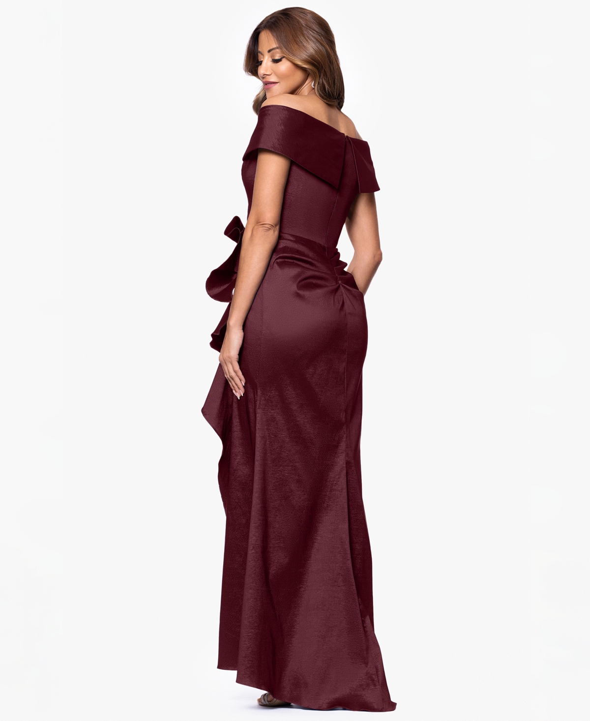 Xscape Women's Taffeta Off-the-shoulder Sweetheart Gown In Burgundy