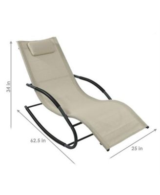 Set of 2 Patio Rocking Chaise Loungers with Cushioned Pillows for Relaxing