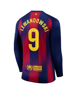 Men's Robert Lewandowski Navy Barcelona 2025/26 Home Replica Long Sleeve Jersey