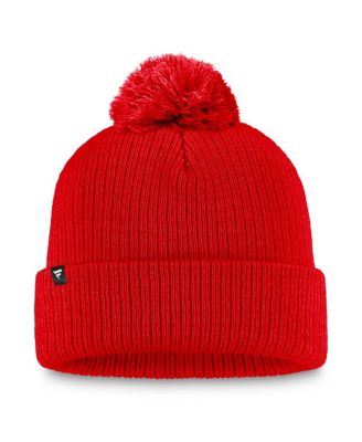 Women's Red Calgary Flames Cuffed Knit with Pom Hat