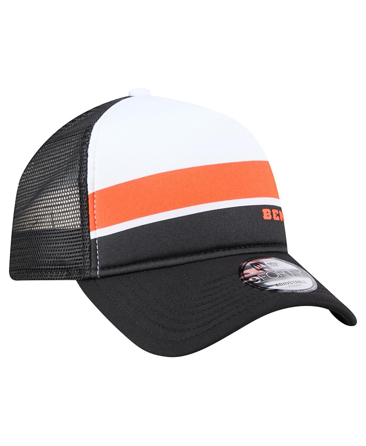 New Era Preschool Black Cincinnati Bengals Sport Night Color Block 9forty A-frame Trucker Adjustable Hat In Black