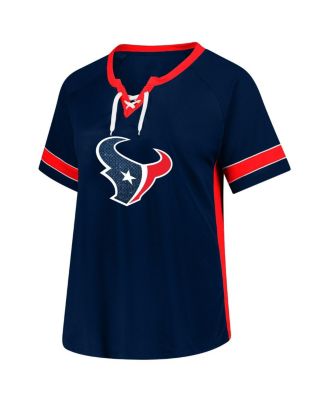 Women's C.J. Stroud Navy Houston Texans Plus Size Name Number Lace-Up T-Shirt