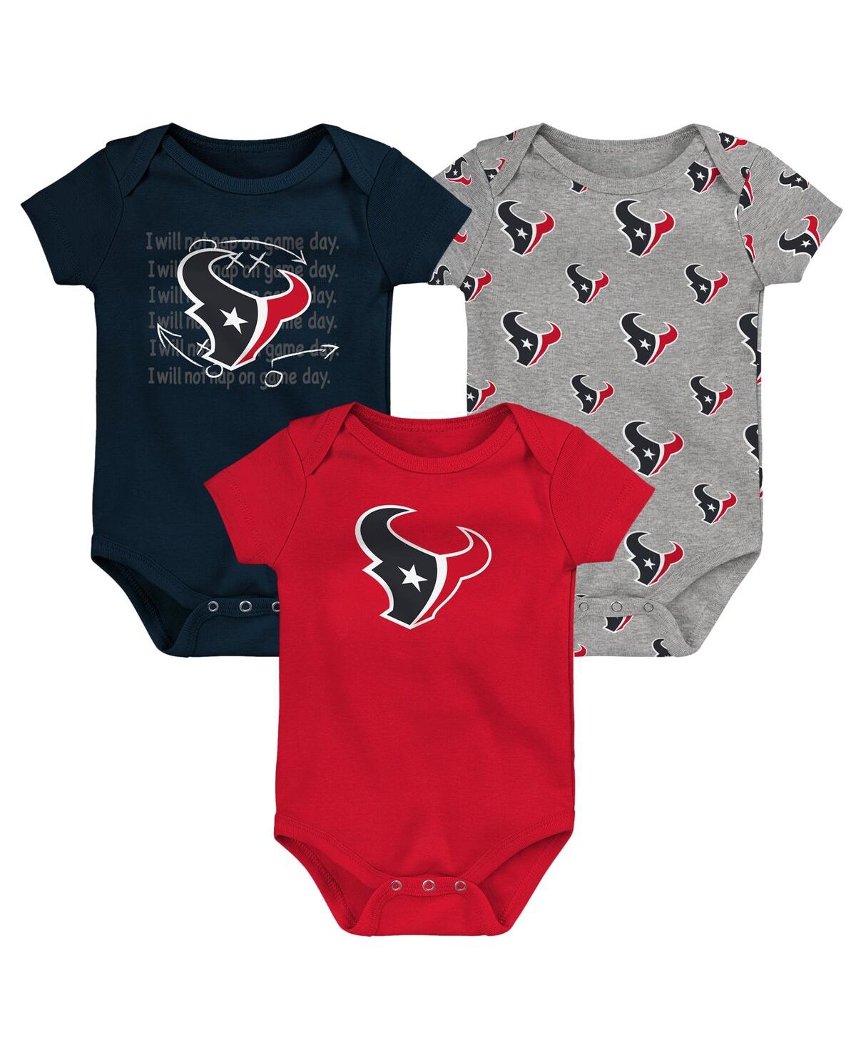 Outerstuff Baby Boys And Girls Houston Texans Team Starter Bodysuit Set, 3-pack In Blue