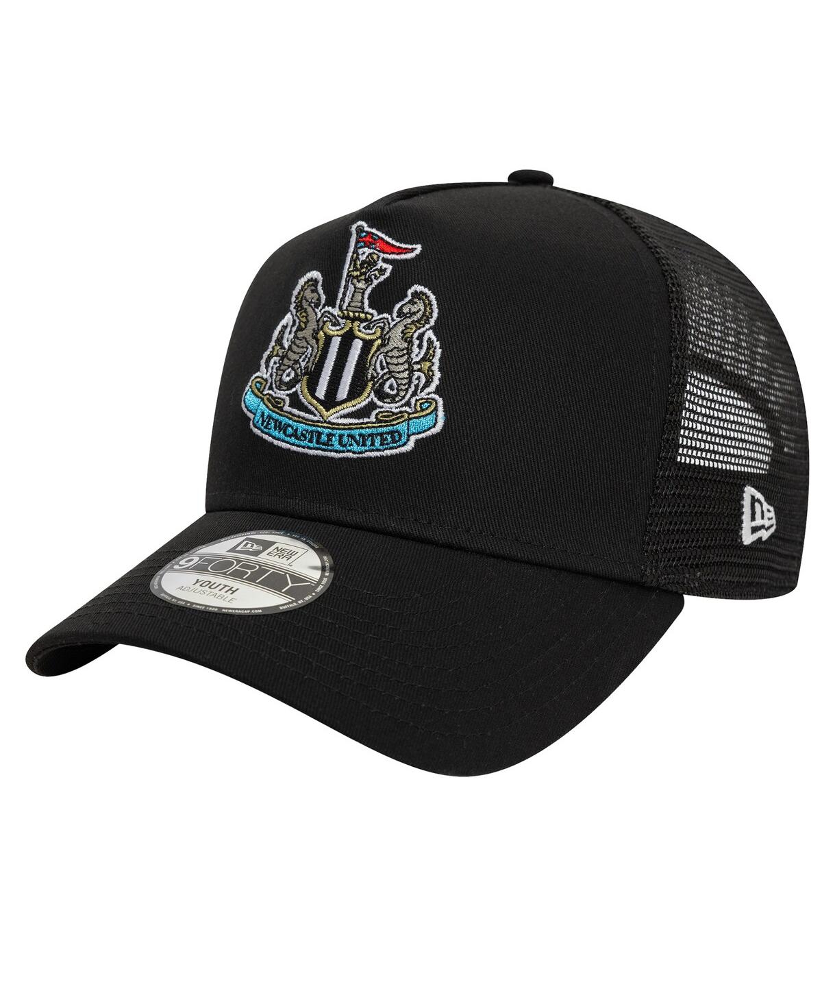 New Era Big Boys And Girls Black Newcastle United Core Trucker Adjustable Hat In Black