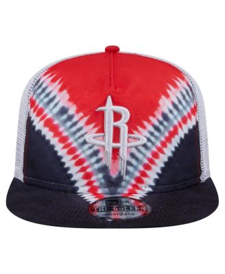 Men's Black/Red Houston Rockets Throwback Dye Golfer Snapback Hat