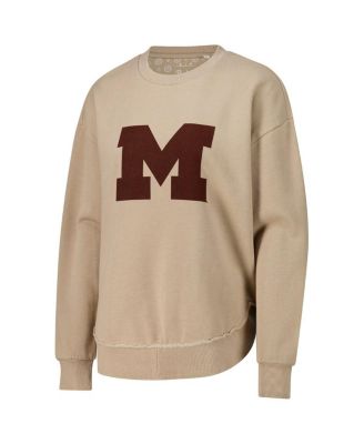 Women's Tan Michigan Wolverines Poncho Fleece Pullover Sweatshirt
