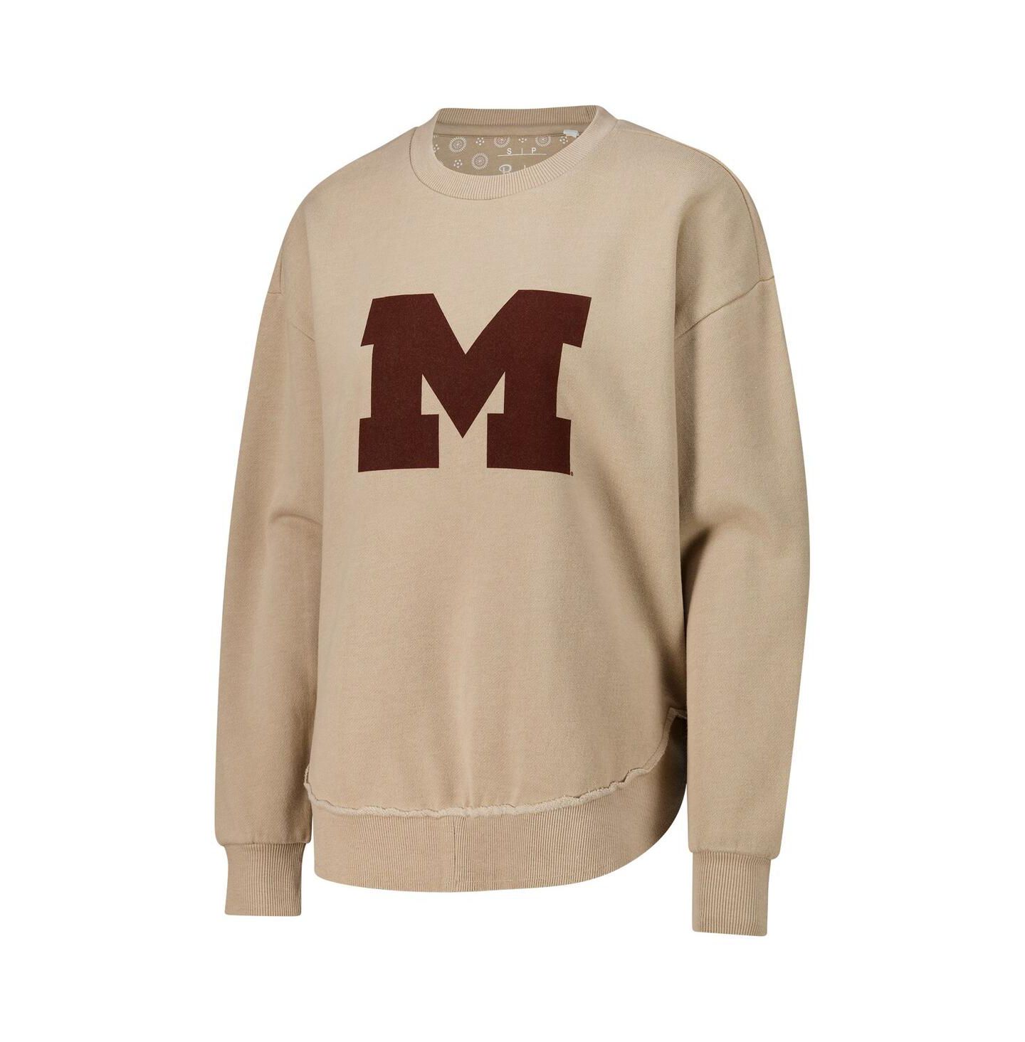 Женская толстовка Pressbox Tan Michigan Wolverines Poncho Fleece Pullover — фото 2