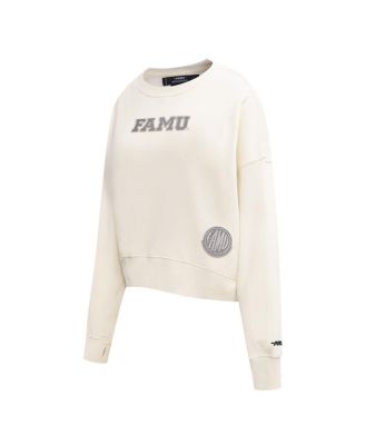 Women's Cream Florida A&M Rattlers French Terry Boxy Cropped Pullover Crewneck Top