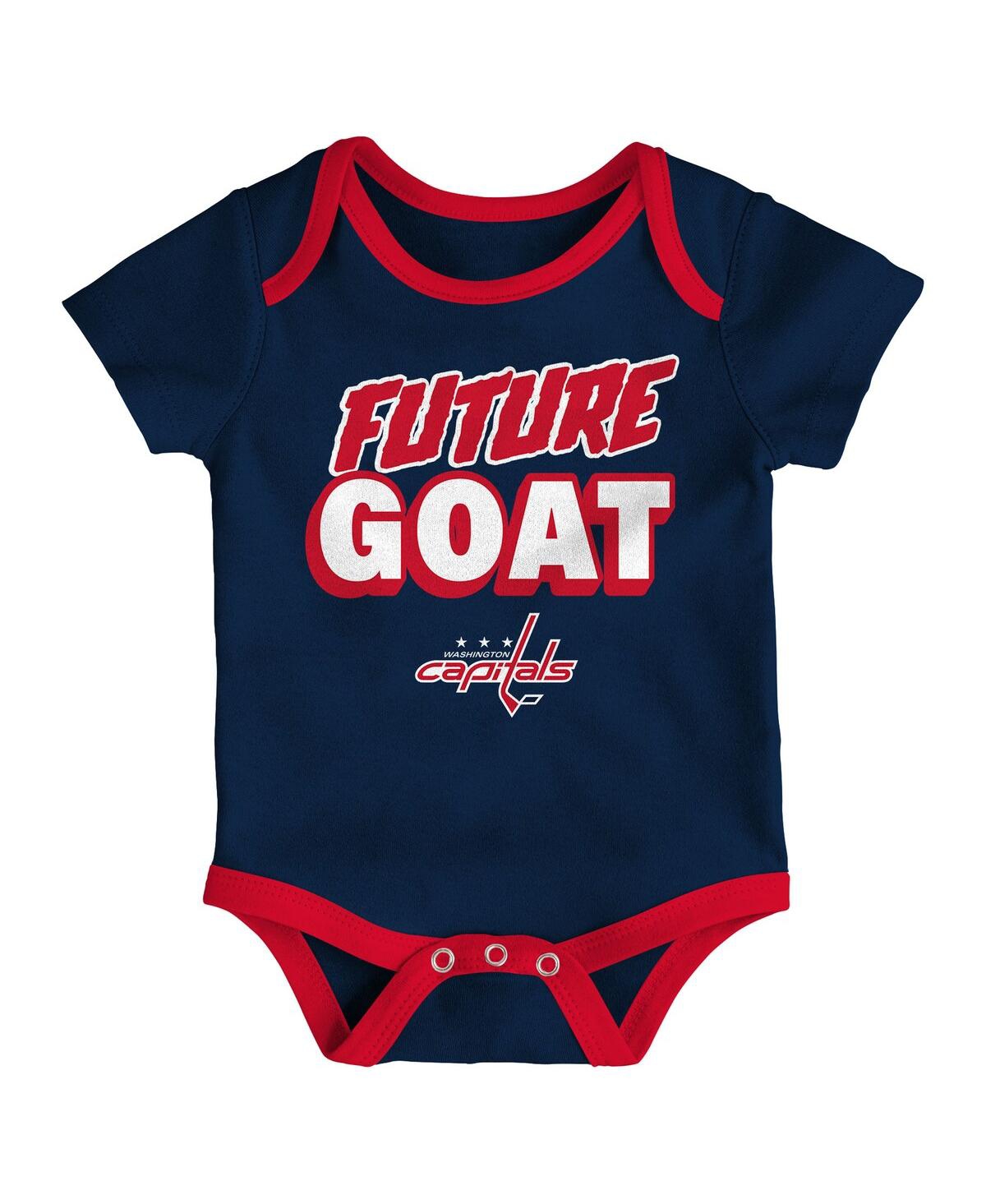 Outerstuff Newborn Washington Capitals Loyal Buddies Bodysuit Set, 3-pack In Red