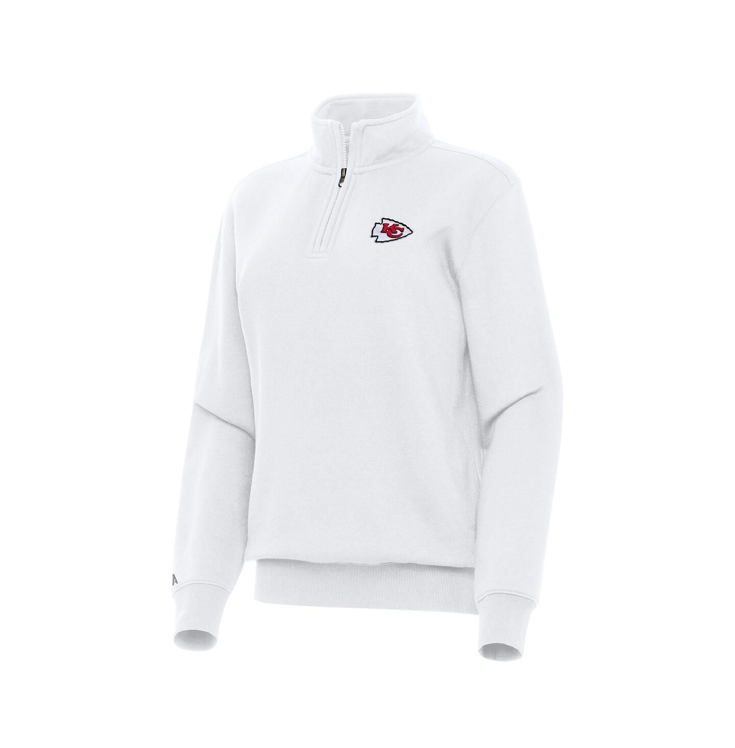 Женский топ Antigua White Kansas City Chiefs Victory Quarter-Zip Top — фото 1