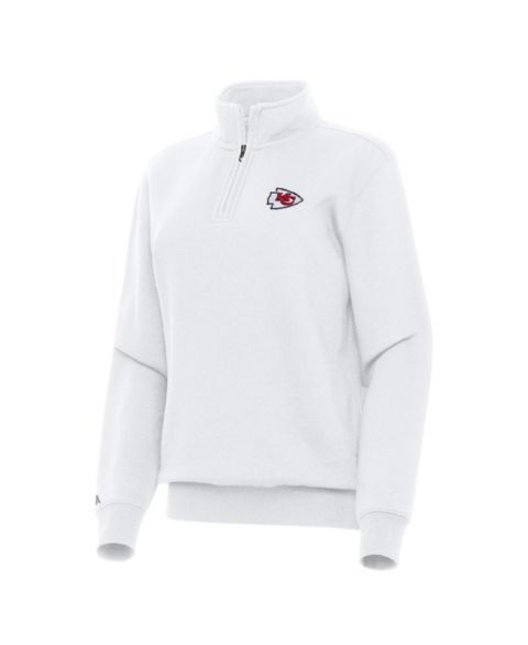 Женский топ Antigua White Kansas City Chiefs Victory Quarter-Zip Top