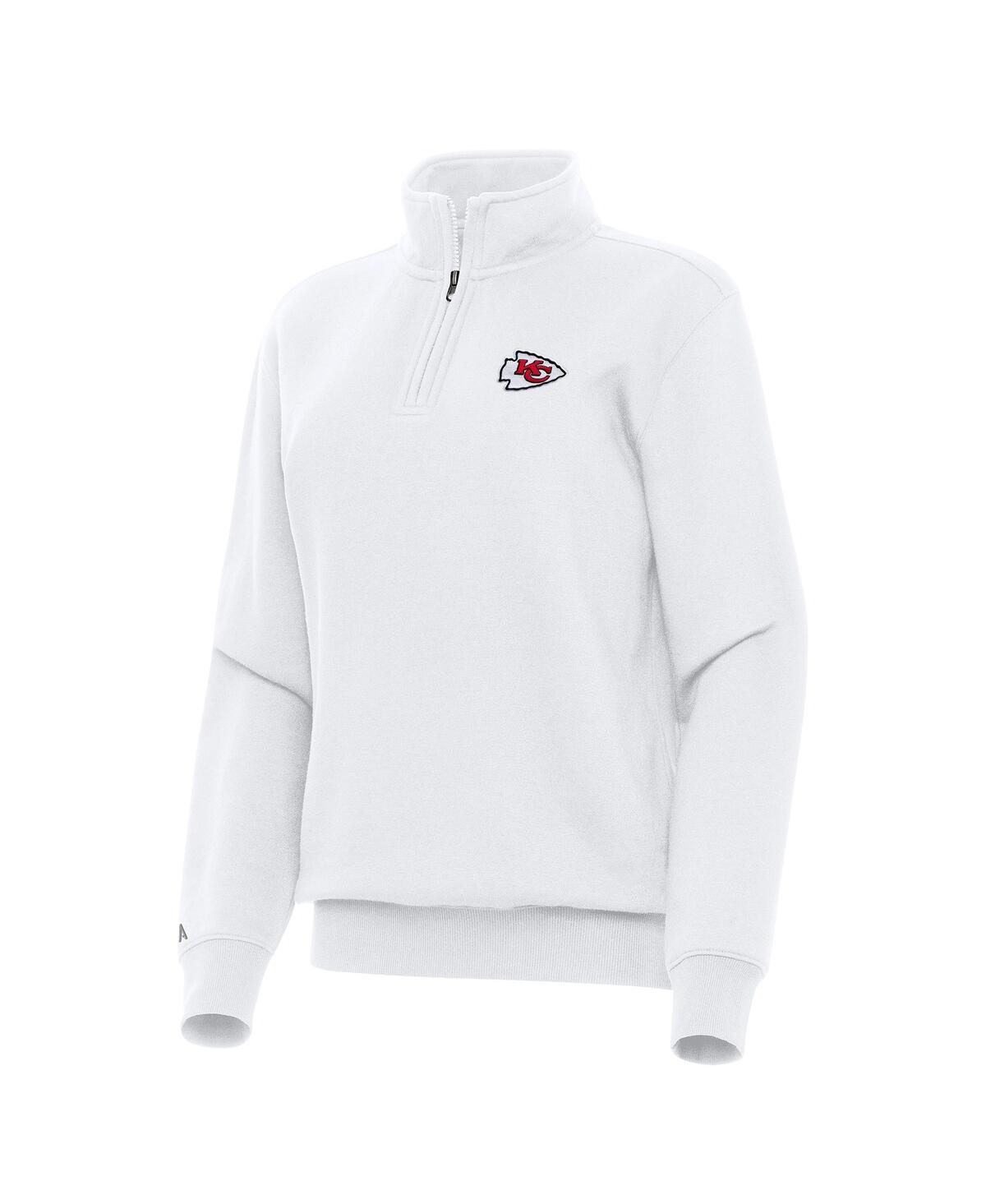 Antigua Women's White Kansas City Chiefs Victory Quarter-Zip Top - White