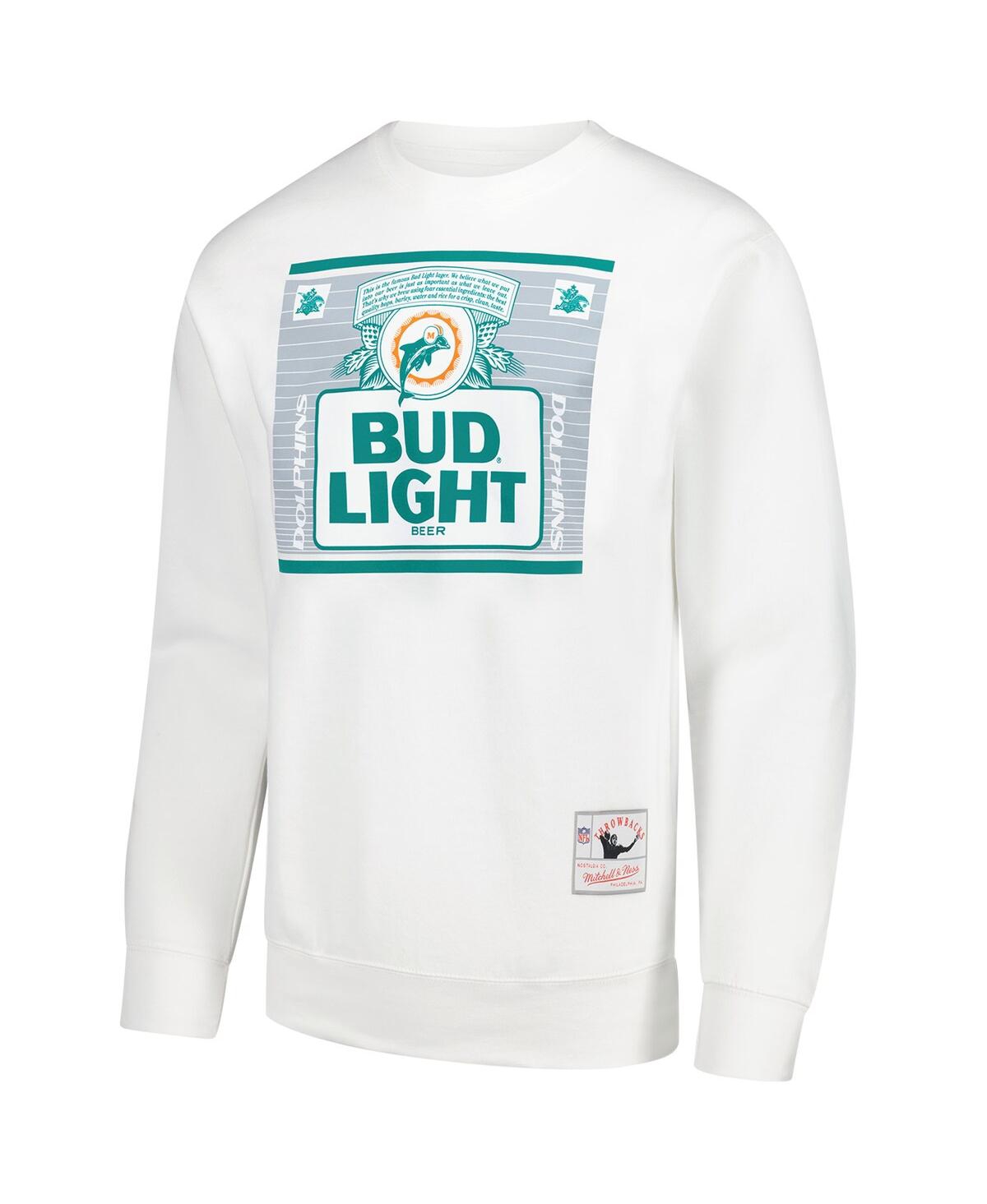 Mitchell & Ness Men's X Bud Light White Miami Dolphins The Crest Pullover Sweatshirt In White