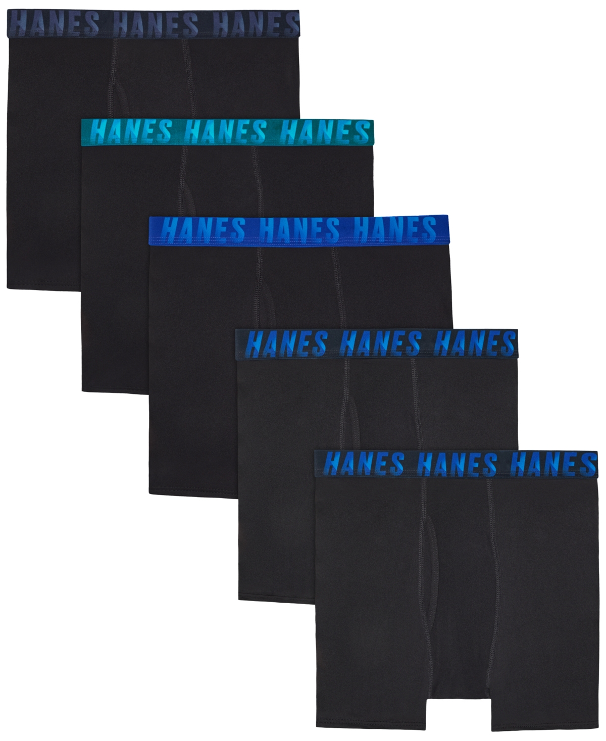 Hanes Big Boys 5-piece Performance Solid Boxer Briefs In Black