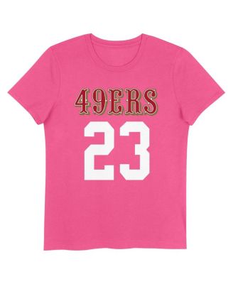 Big Girls Christian McCaffrey Pink San Francisco 49ers Player Name Number T-Shirt