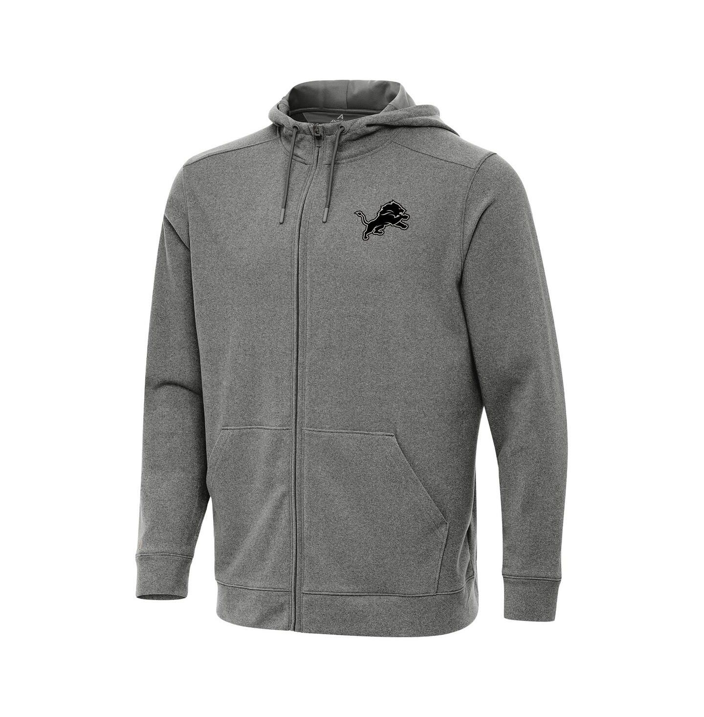 Мужская куртка Antigua Heather Black Detroit Lions Effortless Full-Zip Hoodie Jacket — фото 3