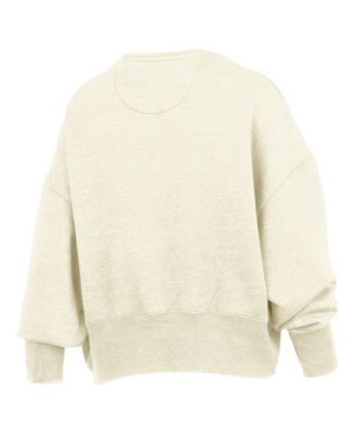 Women's Natural LSU Tigers Oversized Waist-Length Crewneck Sweatshirt