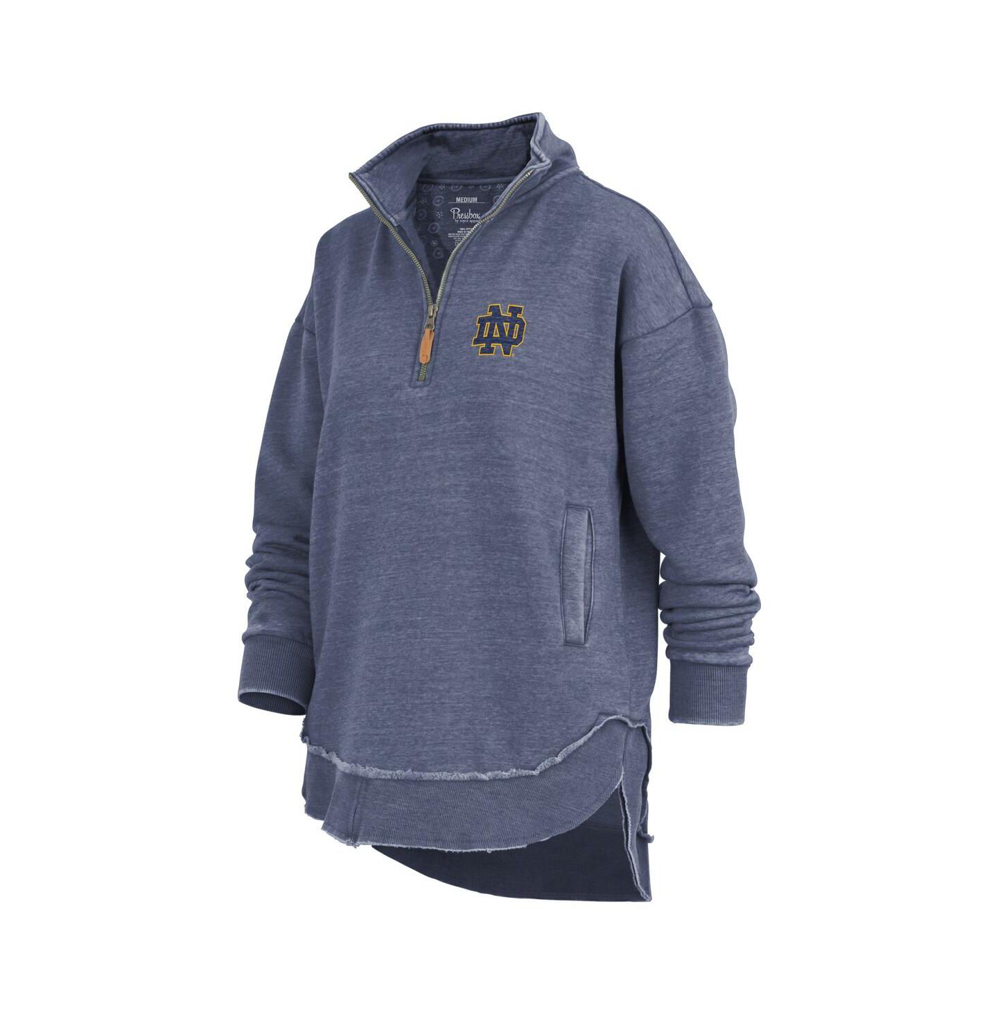 Женские толстовки Pressbox Navy Notre Dame Fighting Irish Northfork Sojourn Poncho Quarter-Zip — фото 2