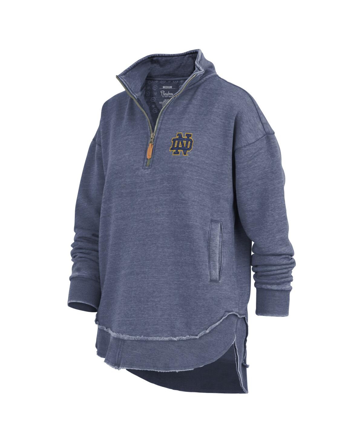Pressbox Women's Navy Notre Dame Fighting Irish Northfork Sojourn Poncho Quarter-zip Sweatshirt In Blue