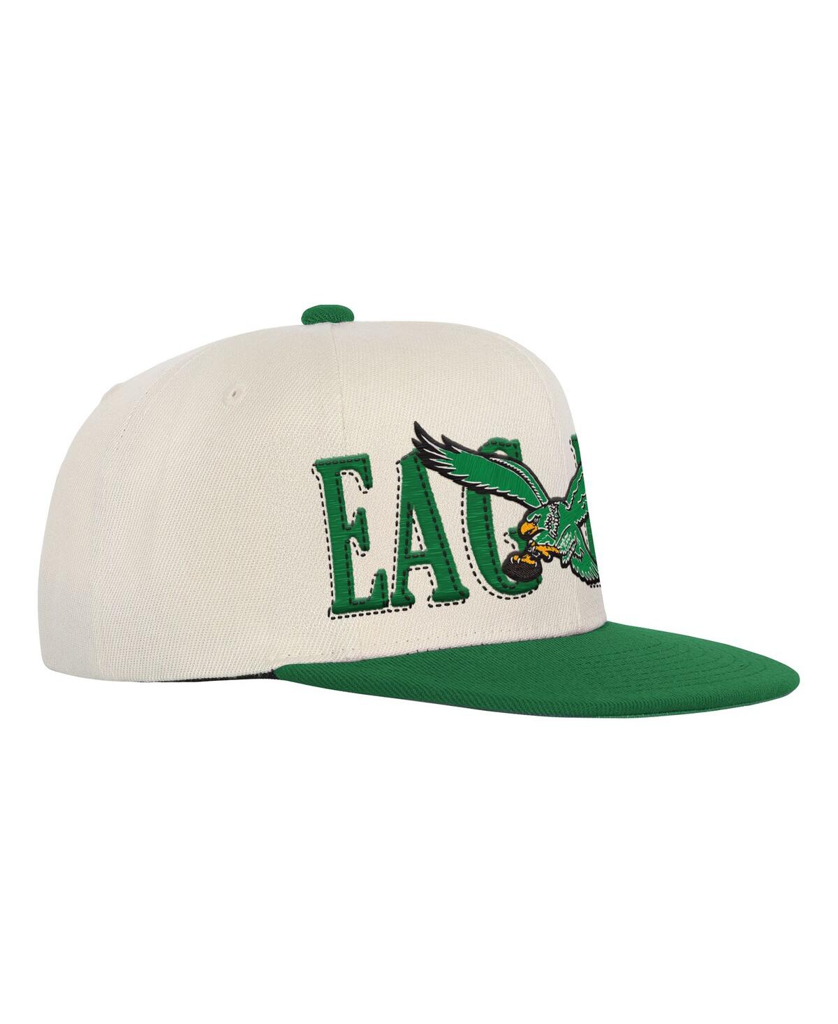 Mitchell & Ness Big Boys And Girls Cream/kelly Green Philadelphia Eagles Across The Board Vintage Snapback Hat In Green