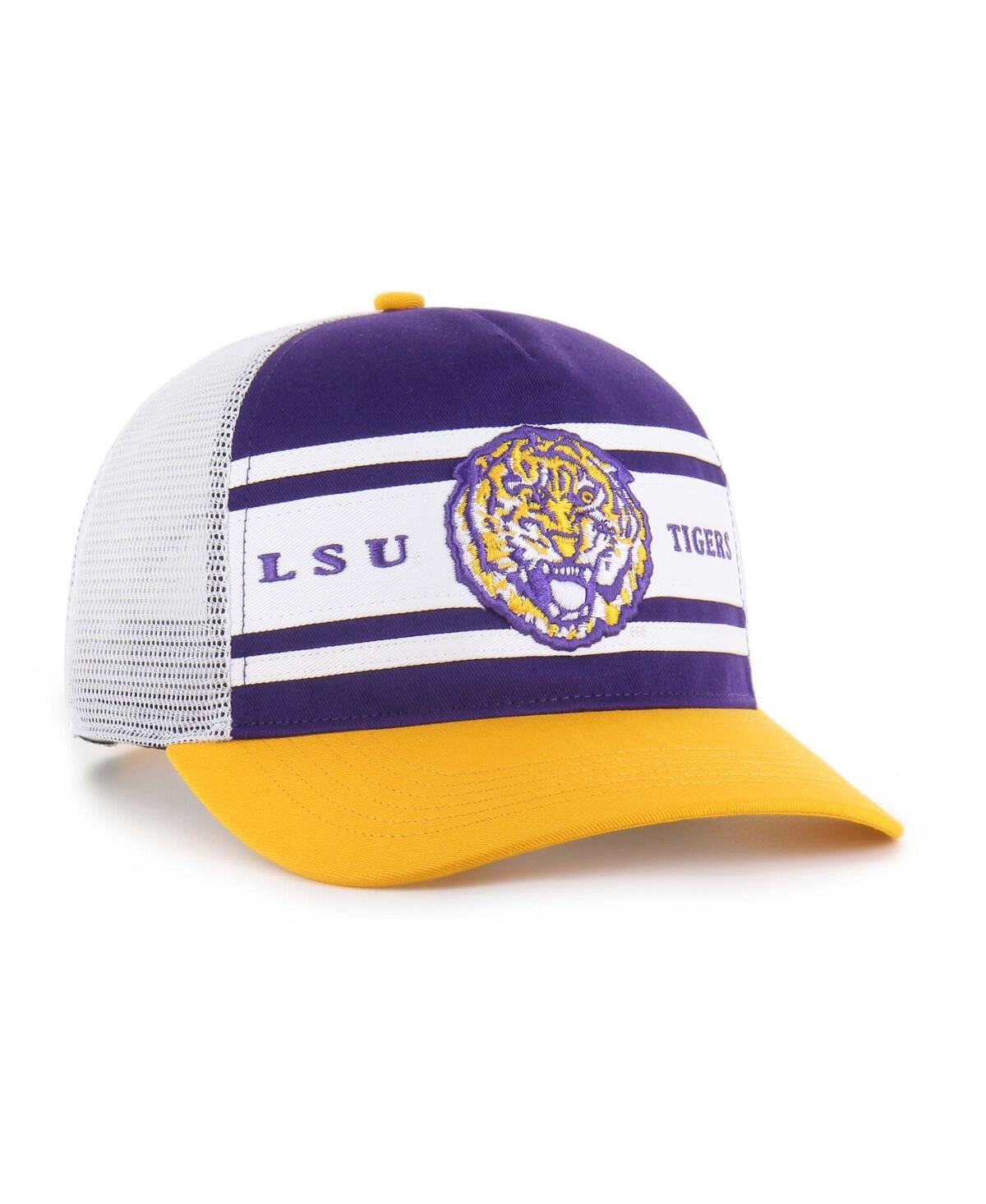47 Brand Big Boys And Girls Purple/gold Lsu Tigers Super Stripe Hitch Adjustable Trucker Hat In Multi