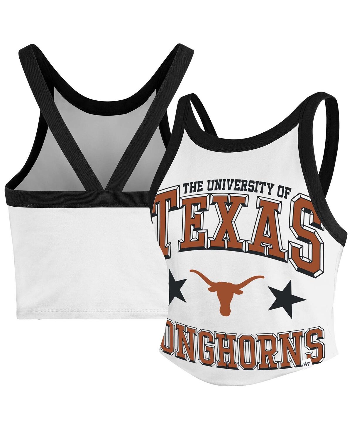47 Brand '47 White Texas Longhorns Energize Sporty Cropped Racerback Tank Top In White