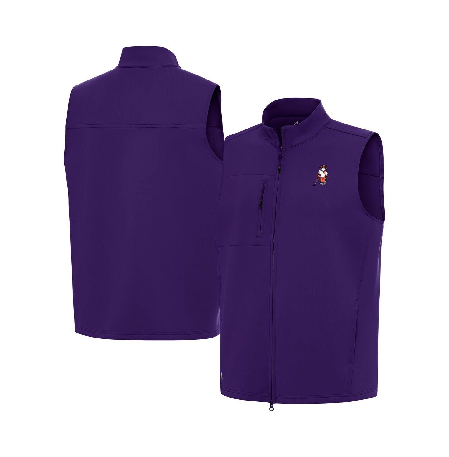 Мужской жилет Antigua Purple Clemson Standing Tiger Golf Demand Full-Zip Vest — фото 1