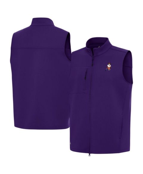 Мужской жилет Antigua Purple Clemson Standing Tiger Golf Demand Full-Zip Vest