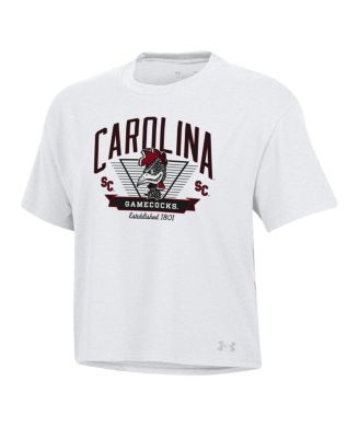 Women's White South Carolina Gamecocks Essentials Icon Ultra-Soft Tri-Blend Boxy Cropped T-Shirt