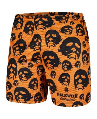 Men's Orange Halloween Mask Off Mesh Active Shorts