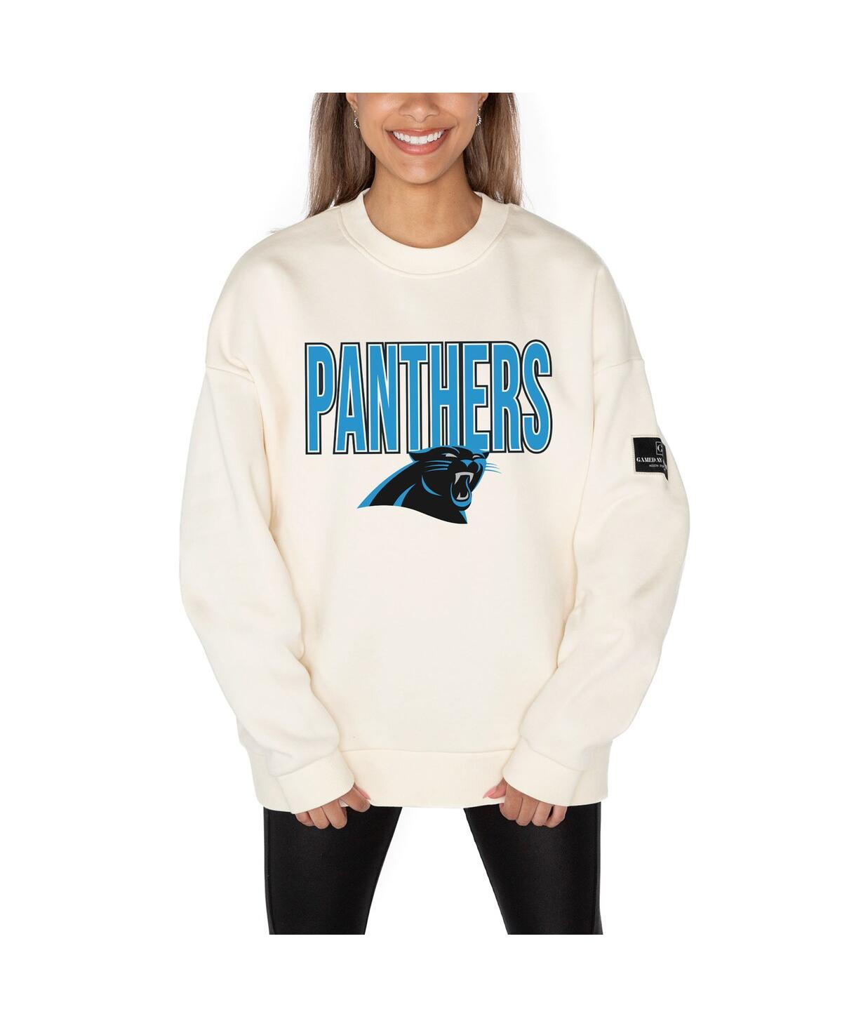 Gameday Couture Women's Cream Carolina Panthers Premium Fleece Oversized Drop Shoulder Pullover Sweatshirt In White