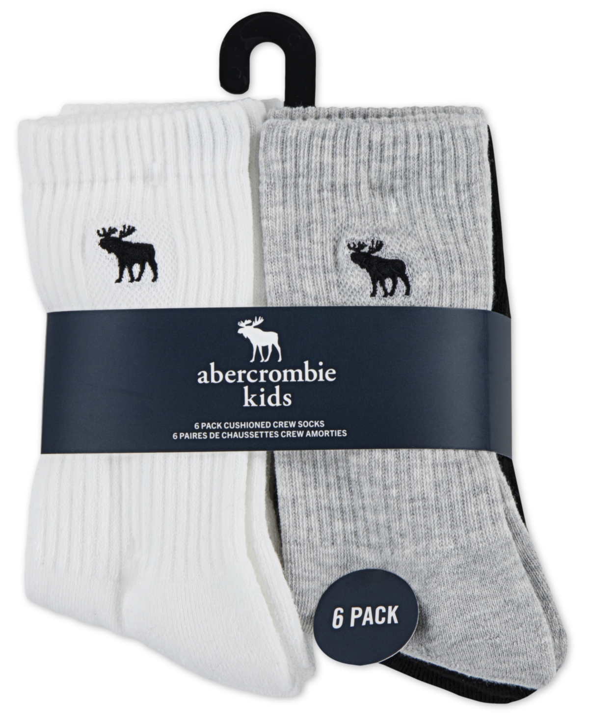 Abercrombie Little Kids 6-pack Neutral Core Crew Socks In White