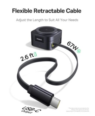 PicoGo Wireless Charger, Qi2 Certified 15W Magnetic Charger Stand with 65W Retractable Cable, 2-in-1 Wireless Charging Station for Tablet