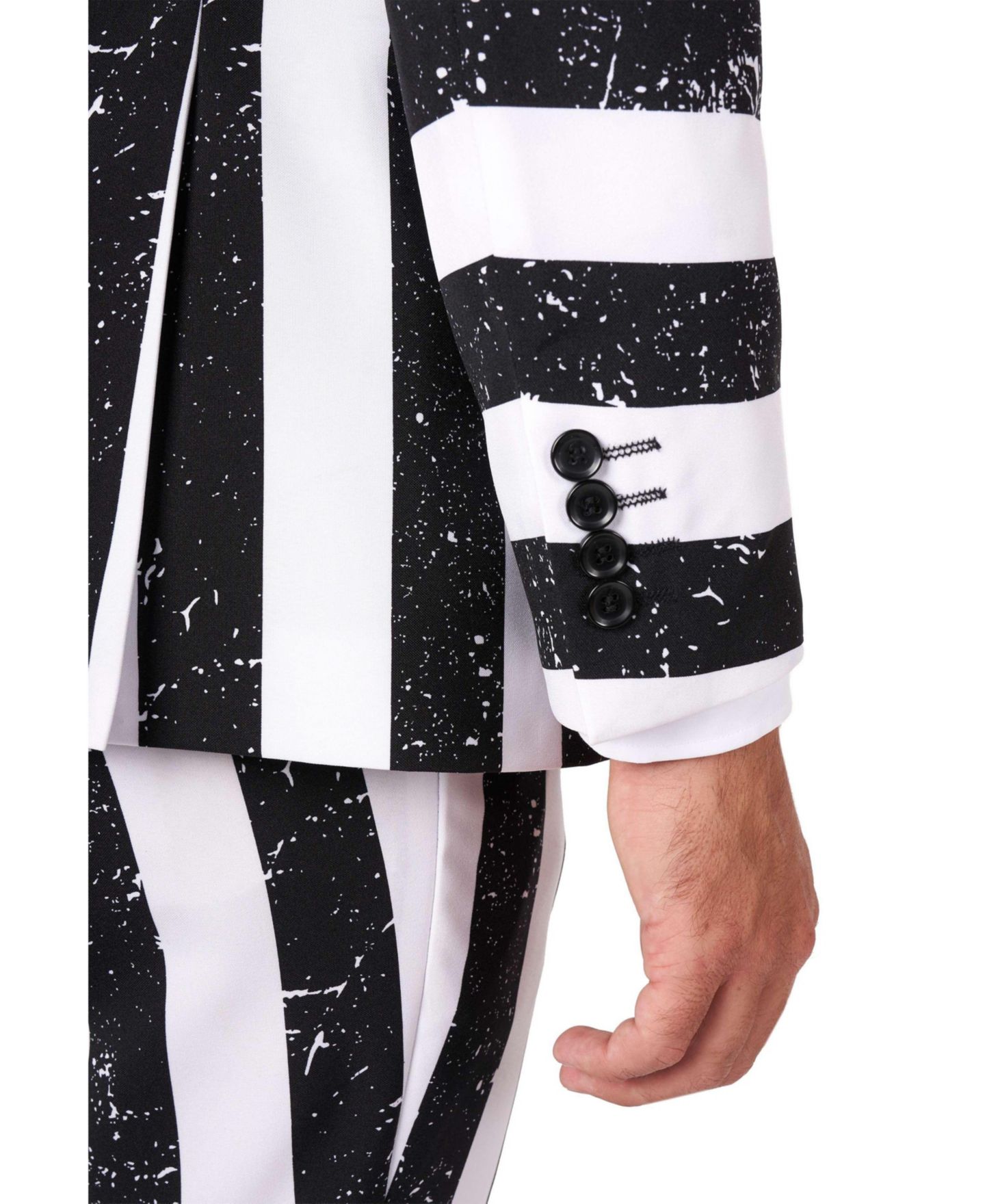 Мужские брюки OppoSuits Beetlejuice Premium Costume - 80s Halloween Outfit - Slim Fit - Black White - Includes Blazer, Pants and Tie, цвет: Чёрный — фото 4